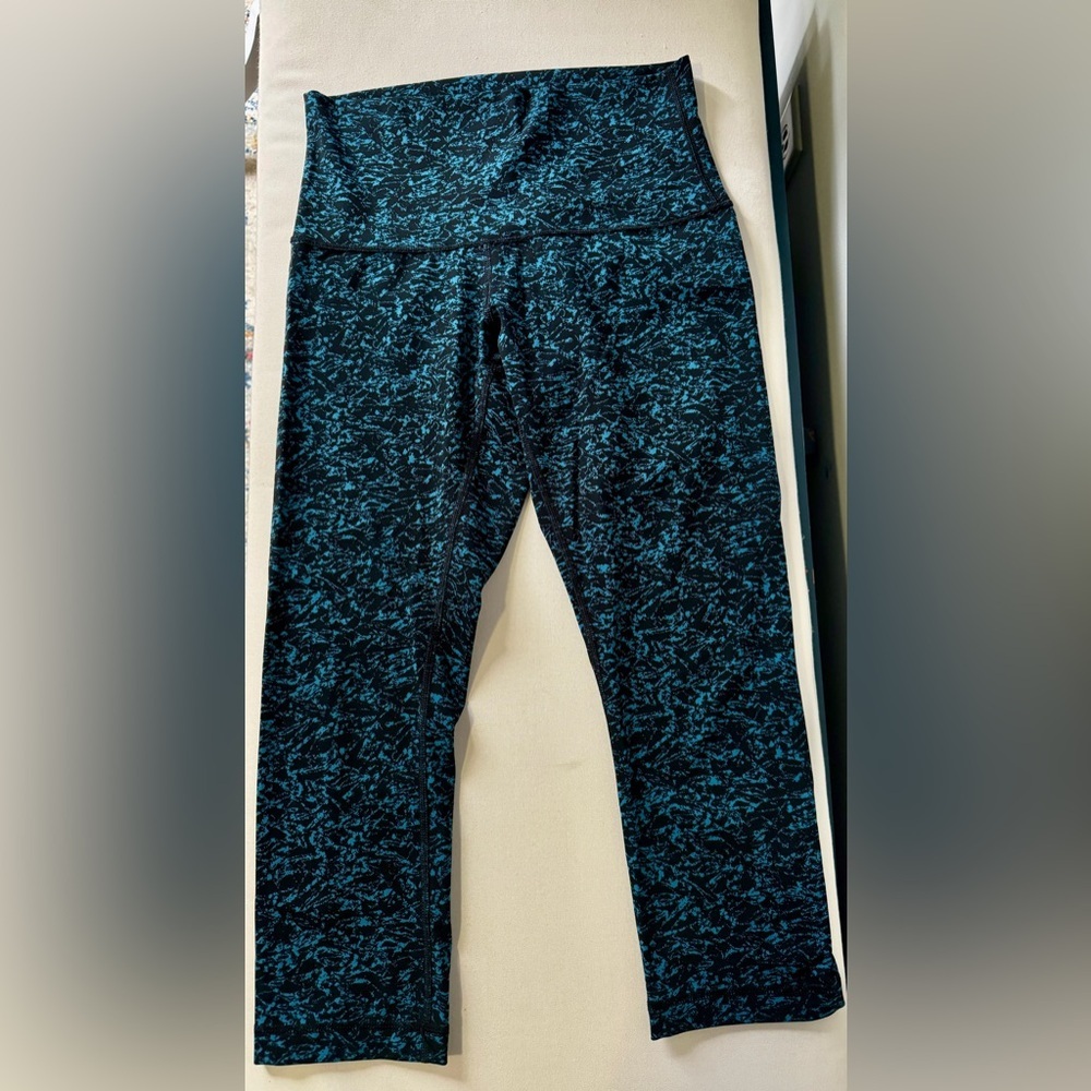 lululemon athletica Black with Teal Marbled High-Rise Leggings